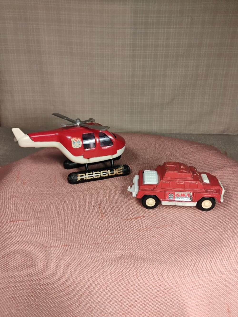 Vintage Tootsie Toy Swat Vehicle and Buddy L Rescue Helicopter